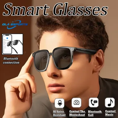 Outdoor Bluetooth V5.3 Smart brille augenglas HD Anruf Musik Drahtlose Kopfhörer Anti-touch UV Für Männer Frauen Mode sonnenbrillen Image