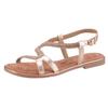 Riemchensandale MARCO TOZZI, Damen, Gr. 40, rosa (roségoldfarben), Leder, glänzend, modisch, Schuhe, Blockabsatz, Sandalette, Festtagsschuh mit Strasssteinchen besetzt