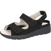Plateausandale WALDLÄUFER, Damen, Gr. 6,5, schwarz, Nubukleder, Textil, unifarben, klassisch, Schuhe, Klettschuh, Sommerschuh, Komfortschuh, Klettverschlüsse, Extraweite K