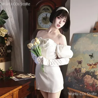 Anime Alien Bühne Sua Cosplay Kostüm Weißes Kleid Sua Perücke Kopfbedeckung Phantasie Party Kleidung Frauen Halloween Karneval Uniformen Image