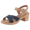 Sandalette MARCO TOZZI, Damen, Gr. 38, blau (navy), Textil, Lederimitat, unifarben mit Farbeinsatz, Veloursleder, klassisch, Schuhe, Blockabsatz, Plateau, Sommerschuh, Sandale mit Feel Me-Ausstattung