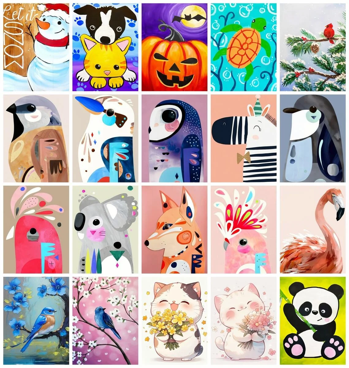 Malen nach Zahlen für Erwachsene, Vögel, Tier-Handbemalungssets, Kinderzimmer-Dekoration, 20 x 30 cm, zum Ausmalen auf Leinwand, geeignet für Anfänger Image