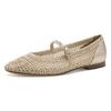 Riemchenballerina TAMARIS, Damen, Gr. 37, gold (goldfarben), Textil, Lederimitat, modisch, Schuhe, Blockabsatz, Halbschuh, Frühlingsschuh in modischer Häkeloptik