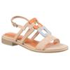 Sandalette MARCO TOZZI, Damen, Gr. 40, beige (beige kombiniert), Textil, Lederimitat, modisch, Schuhe, Blockabsatz, Riemchensandale mit Feel Me-Ausstattung