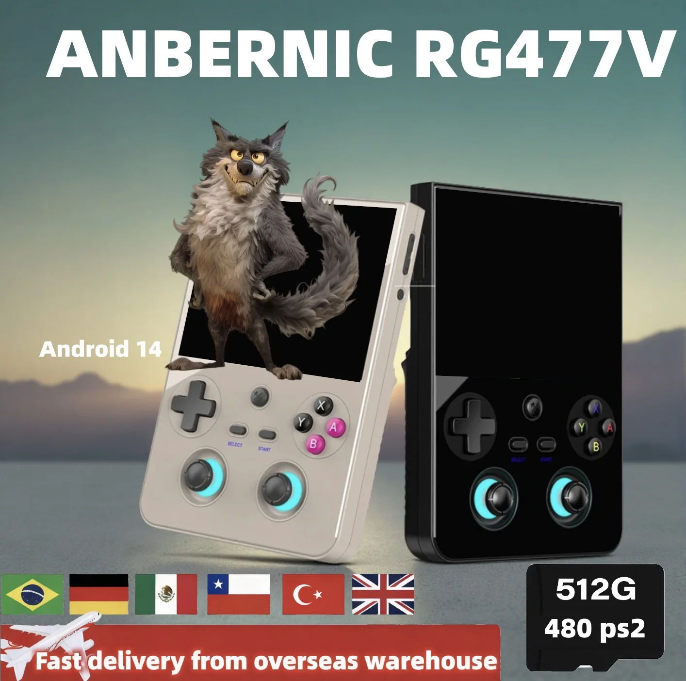 Anbernic RG 477V Handheld-Spielkonsole 4,7 Zoll HD LTPS In-Cell-Bildschirm Android 14 5500mAh WLAN 3D Hall-Joystick Dimensity 8300i RG477V Image