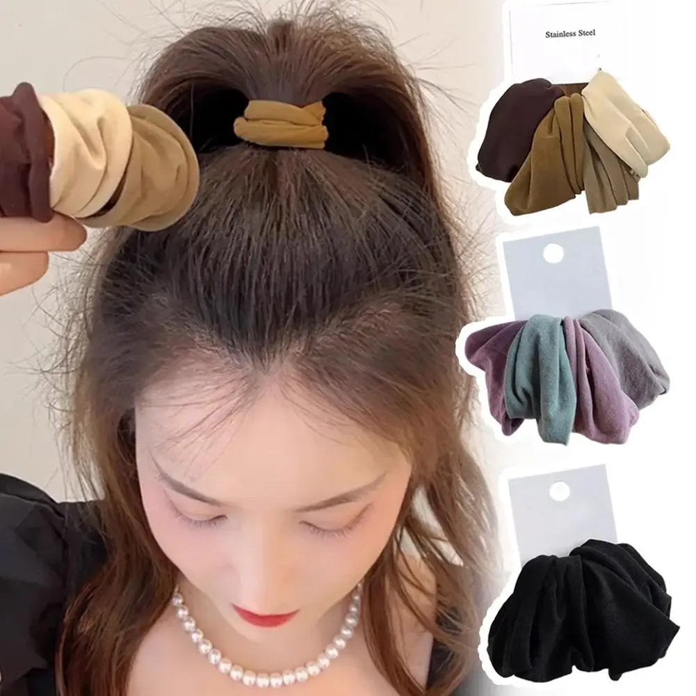 4PCS Hohe Elastizität Haar Bands Solide Erweitern Jacquard Haar Krawatte Seile Frauen Hohe Pferdeschwanz Halter Haarband Haar Zubehör Image