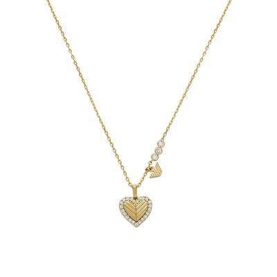 Kette mit Anhänger EMPORIO ARMANI "Schmuck Geschenk Silber 925 Herz, EG3622710, EG3625221", gold (gelbgoldfarben, kristallweiß), Halsketten, Damen, Silber 925 (Sterlingsilber), L: 42cm B: 1mm, mit Zirkonia (synth.), B:1mm Image