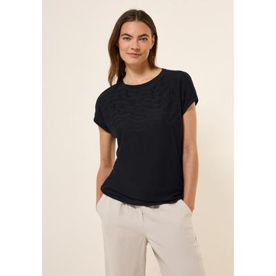 T-Shirt CECIL, Damen, Gr. S (38), schwarz, Stoff, 55% Polyester, 45% Viskose , unifarben, casual, normal normal, U-Boot-Ausschnitt, Kurzarm abgesteppt, Shirts, Basic Image
