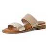 Pantolette TAMARIS, Damen, Gr. 41, grau (taupe kombiniert), Textil, Lederimitat, klassisch, Schuhe, Blockabsatz, Sommerschuh, Schlupfschuh, Businesschuh mit Riemchen