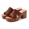 Pantolette FRENCH CONNECTION, Damen, Gr. 36, braun (leo), Obermaterial: 100% Rindsleder. Futter: 100% Rindsleder. Decksohle: 100% Synthetik. Laufsohle: 100% Synthetik, gemustert, animal-print, modisch, Schuhe, Mule, Sandale, offener Schuh aus Leder...