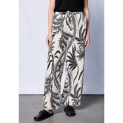 Culotte STREET ONE STUDIO, Damen, Gr. 44, Länge 30, weiß (light sunstone beige), Web, 100% Baumwolle, bedruckt, casual, loose fit lang, Hosen, High Waist Image