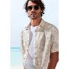 Hawaiihemd BEACHTIME "Regular fit", Herren, Gr. M (39/40), N-Gr, beige (beige, bedruckt), Web, Obermaterial: 100% Baumwolle, gemustert, casual, regular fit, ohne Ausschnitt, Kurzarm abgesteppte Kante, Hemden, Kurzarm, Freizeithemd mit Palmenprint,...