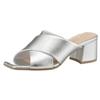 Pantolette MARCO TOZZI, Damen, Gr. 42, silber (silberfarben), Lederimitat, unifarben, glänzend, elegant, Schuhe, Blockabsatz, Sommerschuh, Schlappen mit gekreuzter Bandage