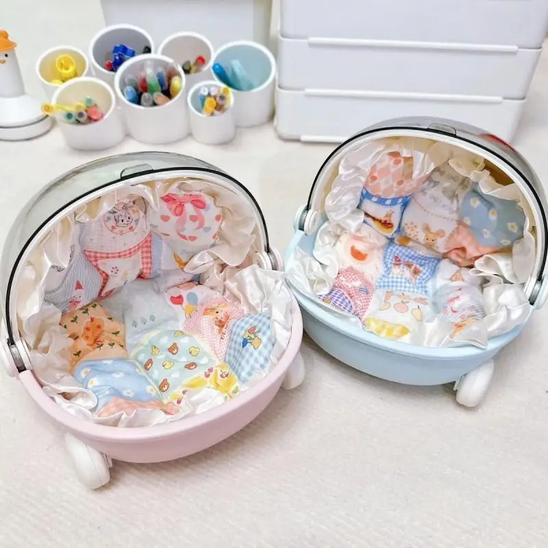 Cartoon Baby Kinderwagen Mokoko Lagerung Box Puppe Schlaf Wiege Warenkorb Raum Modul Dekor Puppen Bett Zubehör Spielzeug Geschenk Für Sammler
