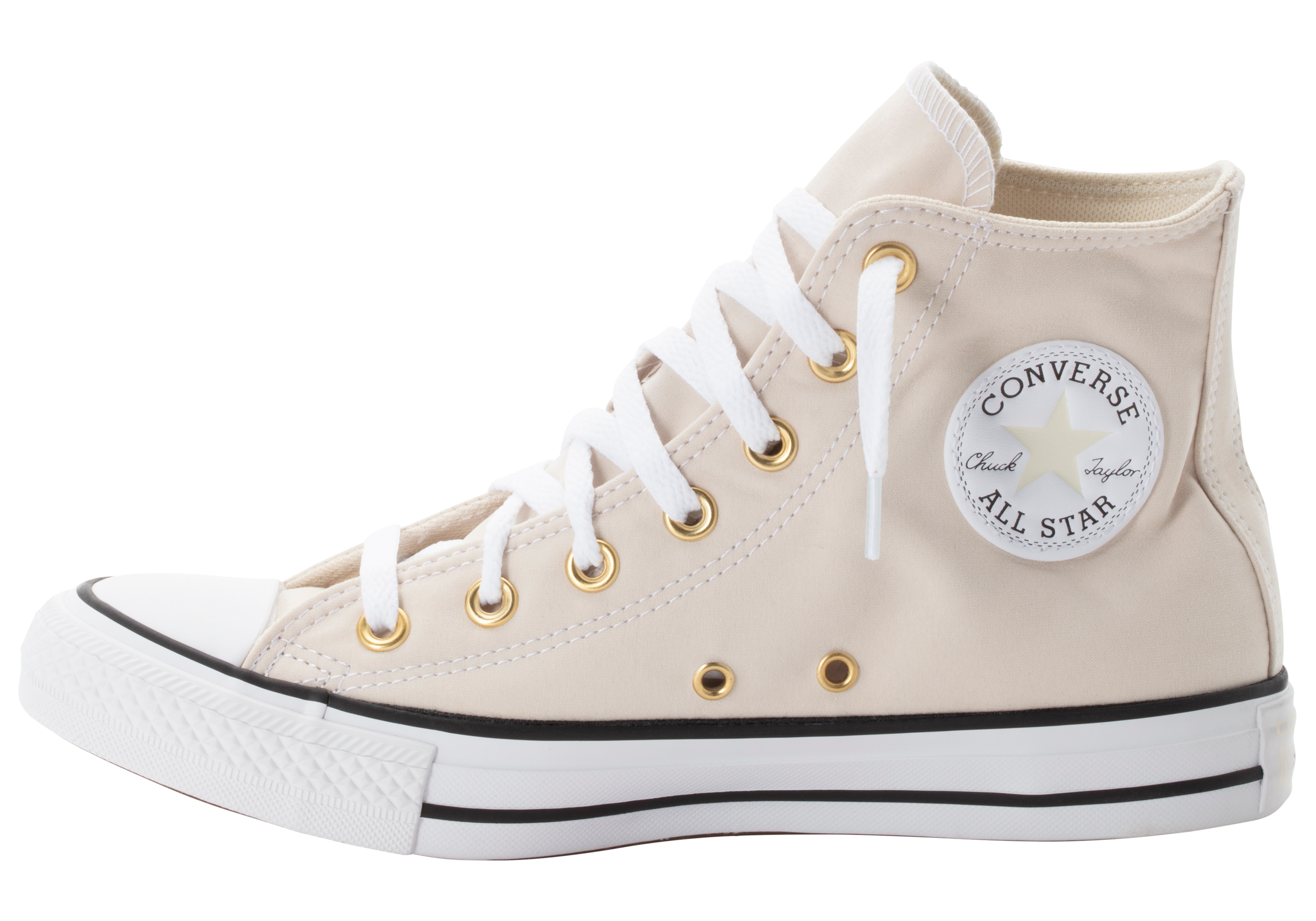 Sneaker CONVERSE "CHUCK TAYLOR ALL STAR PEACHED CANVAS", Damen, Gr. 38, weiß (light dune, weiß, gold), Textil, Schuhe Sneaker