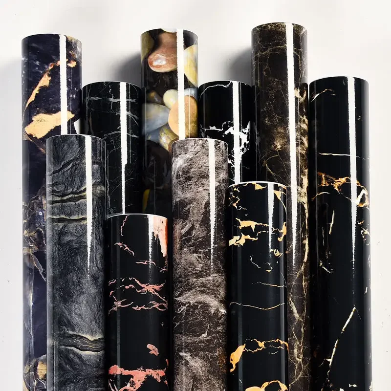 Selbstklebende Tapete aus grauem Marmor, wasserfeste Vinyl-Tapeten zum Abziehen und Aufkleben für alte Möbel, Küche, Arbeitsplatte, Granitfolie Image