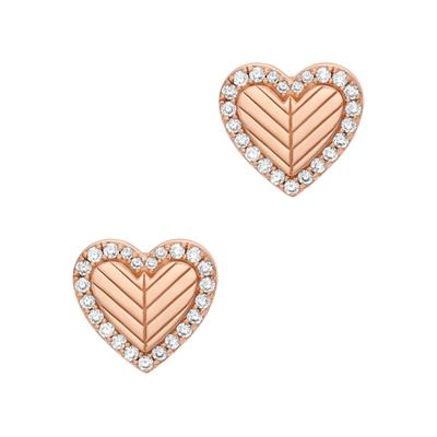 Paar Ohrstecker EMPORIO ARMANI "Schmuck Geschenk Silber 925 Herz, EG3624710, EG3627221", rosa (roségoldfarben, kristallweiß, kristallweiß), Ohrringe, Damen, Silber 925 (Sterlingsilber), mit Zirkonia (synth.) Image