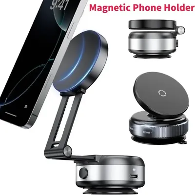 NEW Car Mount Vacuum Magnetic Phone Holder Foldable Strong Suction Stand For Cell Phone For iphone 12 13 14 15 16 Live Streaming