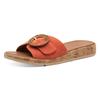 Pantolette TAMARIS, Damen, Gr. 38, orange, Ziegenveloursleder, modisch, Schuhe, Keilabsatz, Sommerschuh, Schlupfschuh mit hübscher Zierschnalle