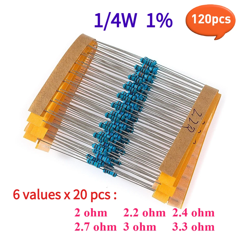 120PCS 1/4W 1% Automotive Airbag Reparatur Widerstand Kit 2 Ohm ~ 3,3 Ohm 0,25W Auto der Airbag Widerstände Set Image