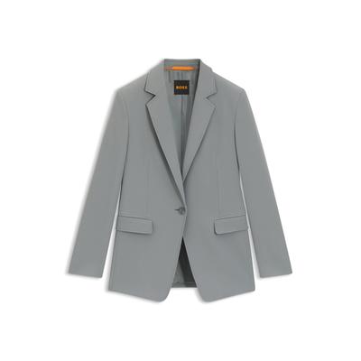 Longblazer BOSS ORANGE "Jabla Premium Damenmode", Damen, Gr. 40, blau (turquoise, aqua 440), Web, Obermaterial: 87% Polyester, 13% Elasthan, unifarben, casual, Langarm, Blazer, mit 1-Knopf-Verschluss Image