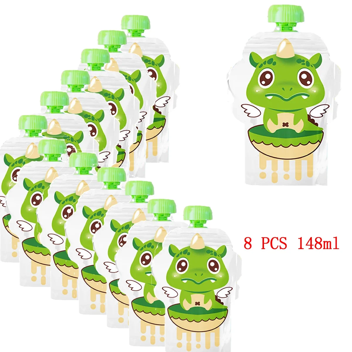 8PCS Cartoon Muttermilch Lagerung Tasche BPA-Frei Wiederverwendbare Versiegelt Ergänzende Lebensmittel Beutel Lagerung Tasche 148ml Doppel-reißverschluss Image