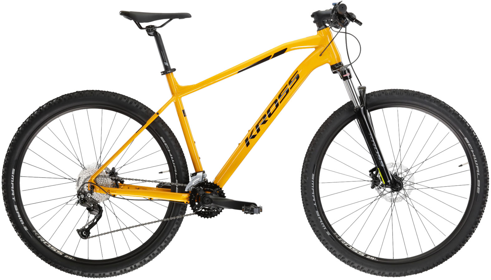 Mountainbike KROSS "KROSS MTB Hardtail Level 2.0 29" gelb 18 Gänge" Gr. 51, gelb (gelb, schwarz), Fahrräder, 51cm, 29 Zoll (73,66cm) hinten: 29 Zoll (73,66cm) Image