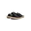 Pantolette TOMMY HILFIGER "FLEX JUTTE HILFIGER LTH SANDAL", Herren, Gr. 41, schwarz, Leder, Lederimitat, modisch, Schuhe, Sommerschuh, Schlupfschuh mit Ziernähten