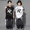 Hip Hop Jungen Cooles T-shirt Lose Denim Hosen Mädchen Street Dance K-pop Jeans Kostüme Kinder
