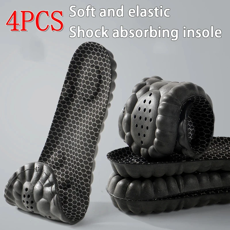 2 Stück/4 Stück stoßdämpfende Sohlen, atmungsaktive und bequeme Einlegesohlen, Fußmassage, weiche Einlegesohle, Herren-Outdoor-Sport, elastische Einlegesohle Image