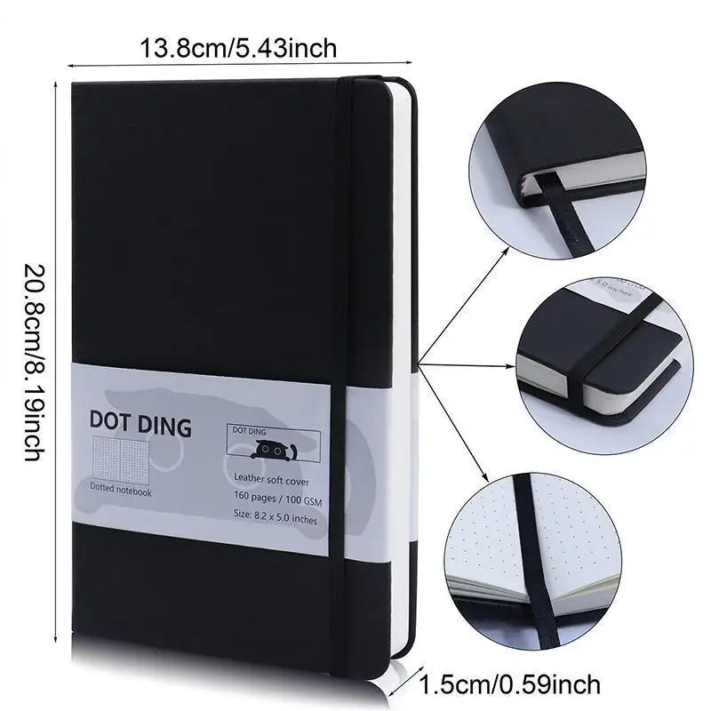 Gepunktetes Notizbuch, A5, 100 g/m2, Papier, Tagebuch, Planer, fester Einband, Kawaii Bullet, Sammelalbum, Kawaii-Briefpapier, Schulbedarf, Skizzenbuch Image
