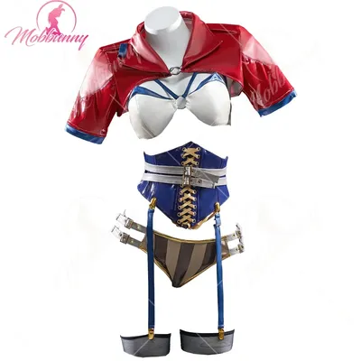 MOBBUNNY Frauen Spiel Derivative Cosplay Kostüm Sexy Dessous Set Spiel Halloween Kostüm Rote Jacke Image