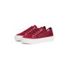 Plateausneaker TOMMY HILFIGER "VULC EMBROIDERED SNEAKER", Damen, Gr. 38, rot, Textil, Lederimitat, sportlich, Schuhe, Freizeitschuh, Halbschuh, Schnürer mit unterlegter TH-Logostickerei