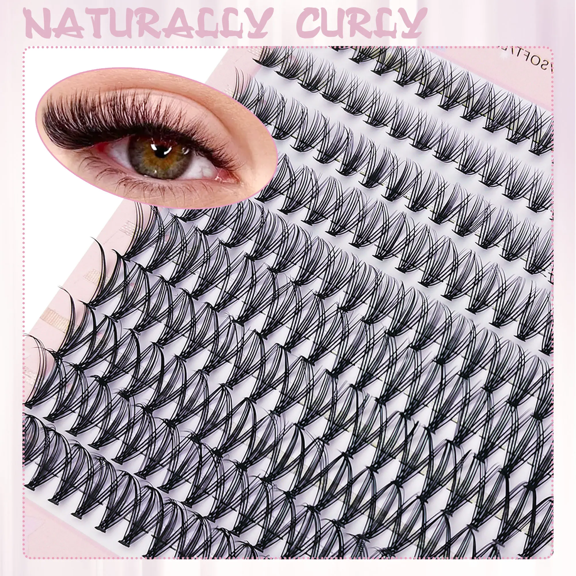 DIY falsche Wimpern 200 Cluster 9–16 mm, natürlicher Make-up-Effekt, perfektes Weihnachtsgeschenk, geeignet für Reisen, Fotografieren Image