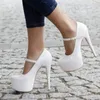 DOBANER Frauen Plattform Pumpen Glänzend Weiß Stiletto Schlank Heels Cosplay Tacco Hochzeit Party Ladies Schuhe Frau Plus Größe 44 46 47 52