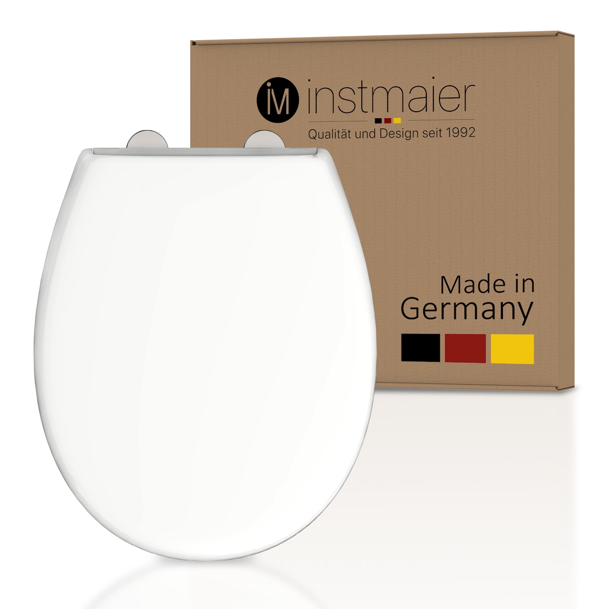 Duroplast WC Sitz Made in Germany WHITE Premium mit Absenkautomatik und Schnellverschluss, Toilettendeckel, Klodeckel