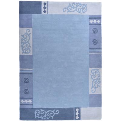 Wollteppich THEKO "Ambadi", blau, B:120cm H:14mm L:180cm, Schurwolle, Teppiche, reine Schurwolle, handgetuftet, mit Bordüre, modern Image