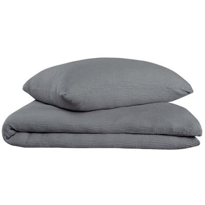 Bettwäsche OH COSY "Sally aus superweichem Musselin, 135x200cm + 80x80cm", grau (dunkelgrau), B/L: 135cm x 200cm, , Musselin, B/L: 80cm x 80cm, Musselin, Obermaterial: 100% Baumwolle, Bettwäsche, Made in Green Image