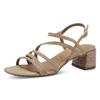 Sandalette TAMARIS, Damen, Gr. 39, braun (hellbraun), Ziegenveloursleder, modisch, Schuhe, Blockabsatz, Abendschuh, Sommerschuh mit verstellbarer Schnalle