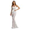 Jerseykleid MODA MINX "Larissa Long Dress", Damen, Gr. L, EURO-Größen, silber (silberfarben), 100% Polyester, unifarben, elegant, Kleider, mit schimmernden Elementen
