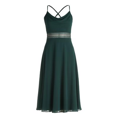 Cocktailkleid VERA MONT "Vera Mont Cocktailkleid mit Wasserfallausschnitt", Damen, Gr. 38, Normalgrößen, grün (dusty slate), Chiffon, Obermaterial: 100% Polyester recycelt., festlich, tailliert kurz, Wasserfallausschnitt, ohne Ärmel, Kleider, Stickerei Image