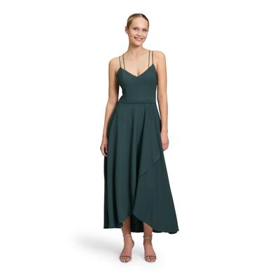 Abendkleid VERA MONT "Vera Mont Abendkleid mit Volant", Damen, Gr. 38, Normalgrößen, grün (dusty slate), Obermaterial: 100% Polyester. Futter: 100% Polyester., elegant, tailliert lang, ohne Ärmel, Kleider, Design Image
