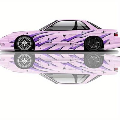 TEMU Flame Car Stickers Modified Racing Suv Accessories Packaging Itache Pvc Side Graphics Decorative Decals Image