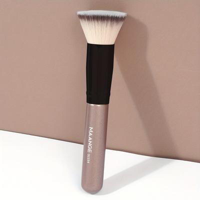 TEMU Maange Soft Nylon Bristle Flat Top Foundation Brush - Portable, Travel-friendly Makeup Brush For Beginners, Ideal Gift For Women, Day, School & Everyday Use, Makeup Brushes And Accessorie Image