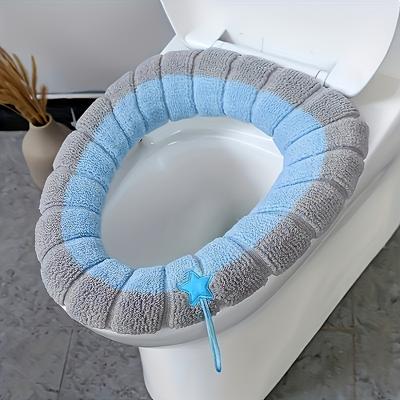 TEMU Removable And Washable Toilet Seat Cushion Waterproof And Non-slip Cushion Thickened Memory Use Toilet Seat Cushion - Thickened Winter , Suitable For Home And Commercial Use Image