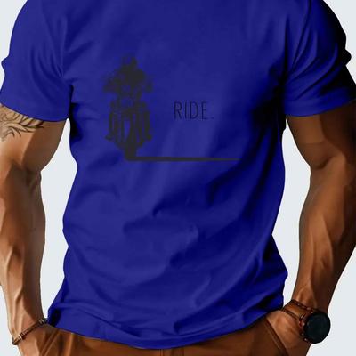 TEMU Motorbike Motorcycle Spring And Summer Men's Short-sleeved T-shirts Printed Tops Summer T-shirts Image