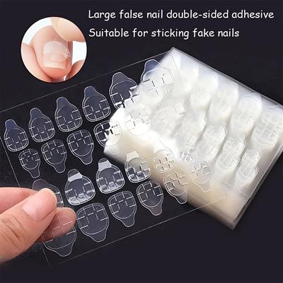 TEMU 600pcs Nail Sticky Tabs, Double-sided Adhesive Jelly Glossy Almond Shaped Middle Length Transparent Press-on Nail Tips, Breathable False Nail Art Stickers Image