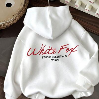 "TEMU Studio Hoodie - Casual Drawstring Pullover With "" & "studio Essentials Est. 2013" Print, , Casual Wear|graphic Hoodie|, Fox Hoodie" Image