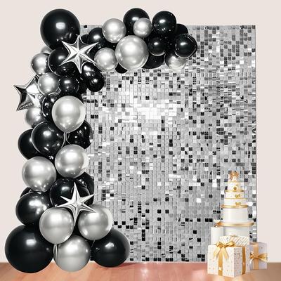TEMU 24pcs Shimmer Wall Backdrop Square Sequin Wall Panels - Sparkling Metallic Decor For Weddings, Valentine's Day, Christmas, And More - Versatile Party And Event Decorations, Wedding Decorations Image