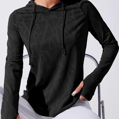 TEMU Women's Purple Drawstring Hooded Sweatshirt - Stretchy Yoga & Fitness Pullover With Front Pocket, For All , Workout Hoodie Image